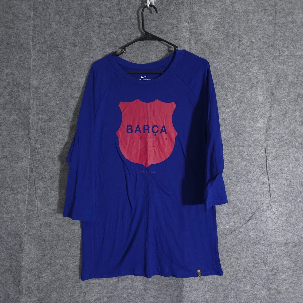 NWT Nike FCB Barcelona Raglan 34 SLEEVE Shirt Mens L Barcelona Spain La Liga New